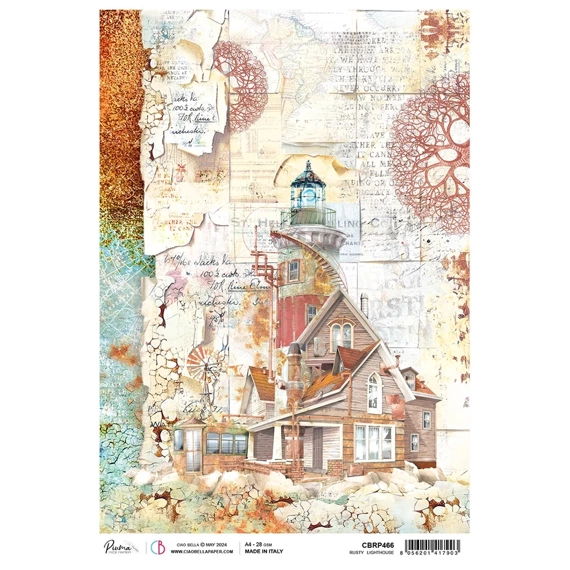 Papier ryżowy do decoupage A4 - Ciao Bella - Coral Reef - Rusty Lighthouse latarnia morska