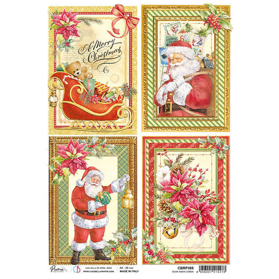 Papier ryżowy do decoupage A4 - Ciao Bella - Dear santa cards