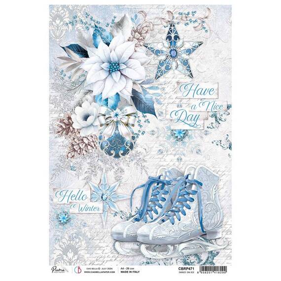 Papier ryżowy do decoupage A4 - Ciao Bella - Elegance of Blue - Dance on ice łyżwy