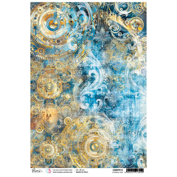 Papier ryżowy do decoupage A4 - Ciao Bella - Ethereal Cog trybiki