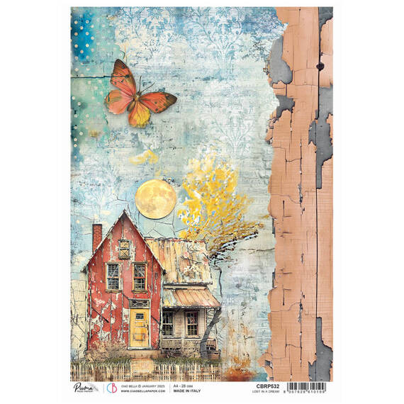 Papier ryżowy do decoupage A4 - Ciao Bella - Majestic Dream Lost in a dream - dom, motyl