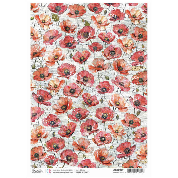 Papier ryżowy do decoupage A4 - Ciao Bella - Majestic Dream Poppies field - maki