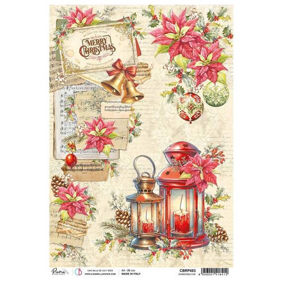 Papier ryżowy do decoupage A4 - Ciao Bella - The Nutcracker - Christmas Eve lampiony nuty