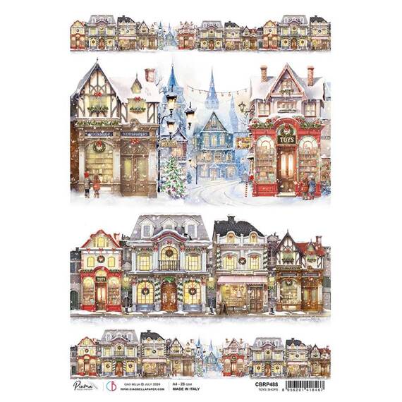 Papier ryżowy do decoupage A4 - Ciao Bella - The Nutcracker - Toys shops świąteczne witryny sklepowe