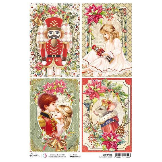 Papier ryżowy do decoupage A4 - Ciao Bella - The Nutcracker cards dziadek do orzechów dziewczynka mysz