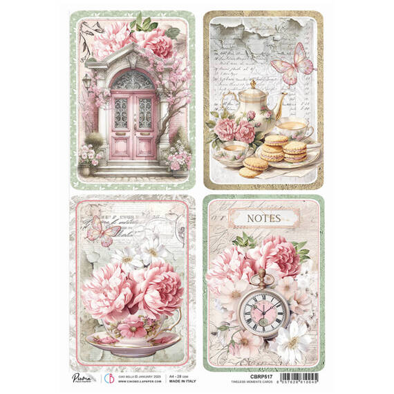 Papier ryżowy do decoupage A4 - Ciao Bella - Timeless Moment Timeless Moments Cards drzwi, dzbanek, piwonie