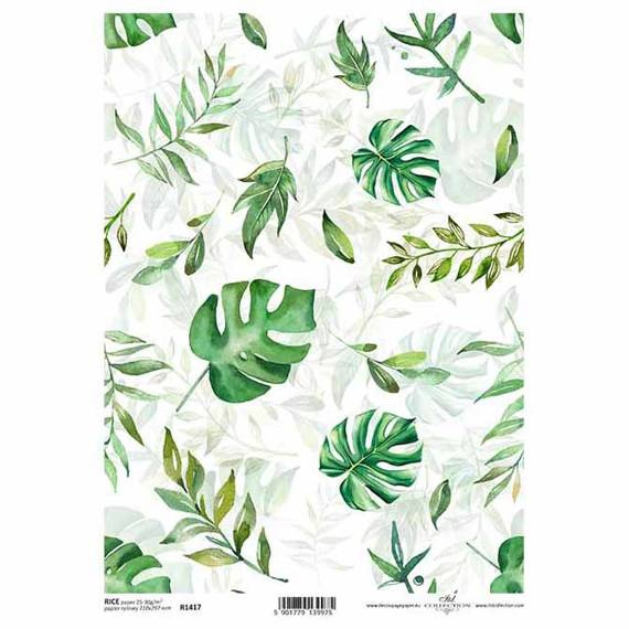 Papier ryżowy do decoupage A4 ITD-R1417 liście monstera