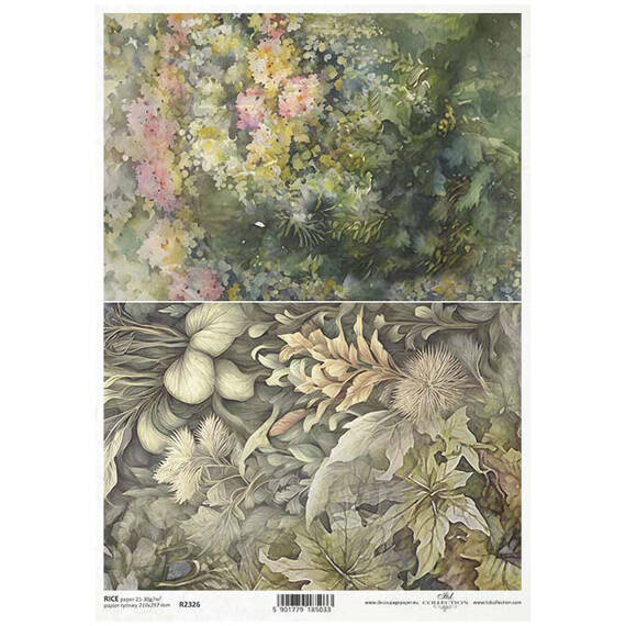 Papier ryżowy do decoupage A4 ITD-R2326 liście, rośliny