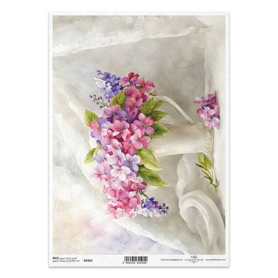 Papier ryżowy do decoupage A4 ITD-R2462 kwiaty w wazonie