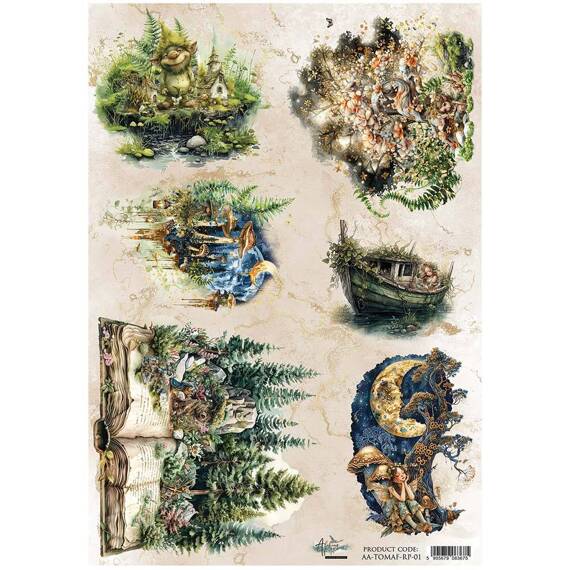 Papier ryżowy do decoupage A4 - Tales of moss and fern 01 baśniowy świat