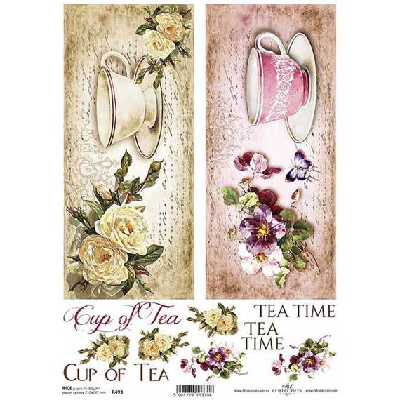 Papier ryżowy do decoupage ITD-R0493 tea time filiżanki