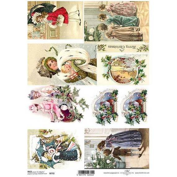 Papier ryżowy do decoupage ITD-R0772 Boże Narodzenie dzieci