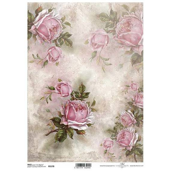 Papier ryżowy do decoupage ITD-R1170 - A4 róże