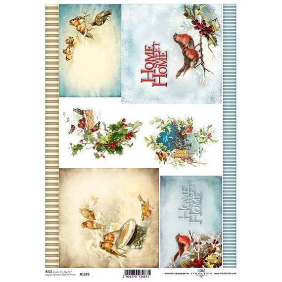 Papier ryżowy do decoupage ITD-R1282 ptaszki 