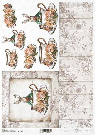 Papier ryżowy do decoupage ITD-R1580 - A4 