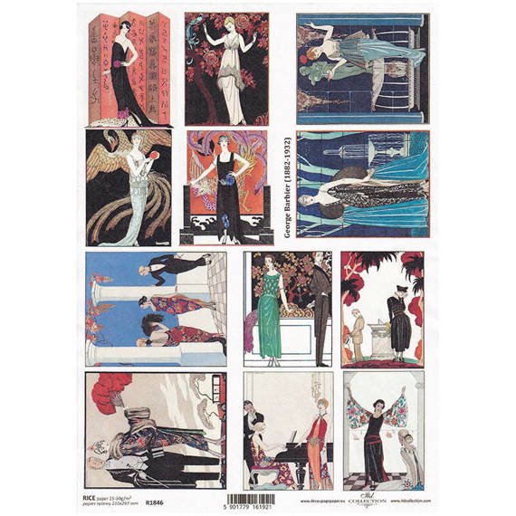 Papier ryżowy do decoupage ITD-R1846 ilustracja, kobiety, moda