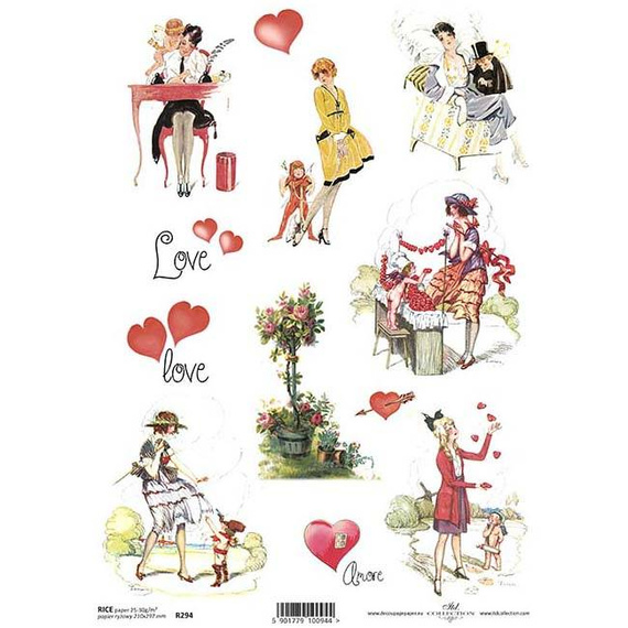Papier ryżowy do decoupage ITD-R294 - A4 miłość