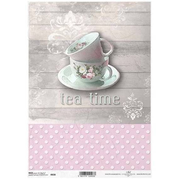 Papier ryżowy do decoupage ITD-R838 - A4 Vintage, tea time