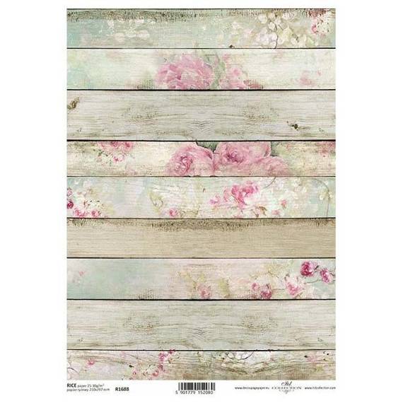 Papier ryżowy do decoupage shabby Chic, deski, kwiaty, vintage ITD-R1688