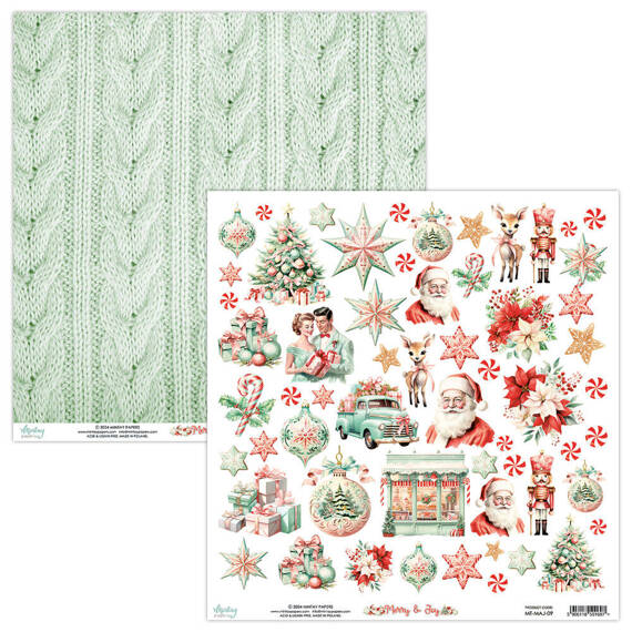 Papier z emementami do scrapbookingu 30x30 - Mintay - Merry & Joy