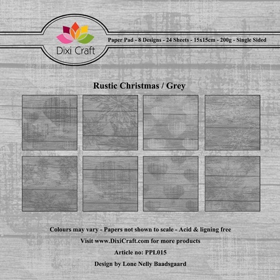 Papiery 15x15cm - Dixi Craft - Rustic Christmas / Grey