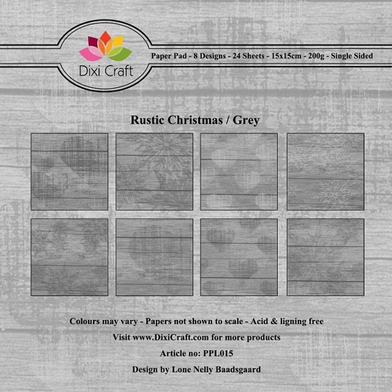 Papiery do scrapbookingu 15x15cm - Dixi Craft - Rustic Christmas / Grey