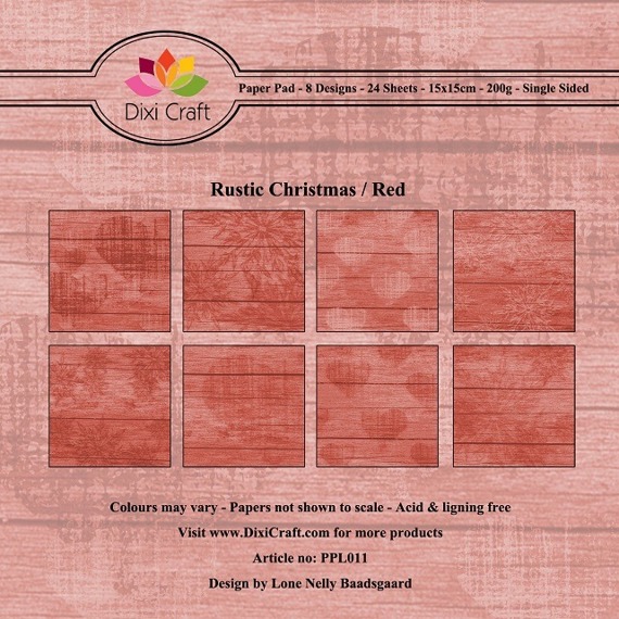 Papiery do scrapbookingu 15x15cm - Dixi Craft - Rustic Christmas / Red