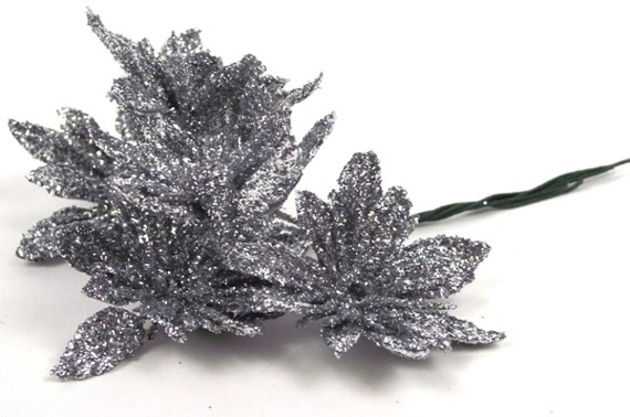 Poinsecja srebrna brokatowa - 6szt