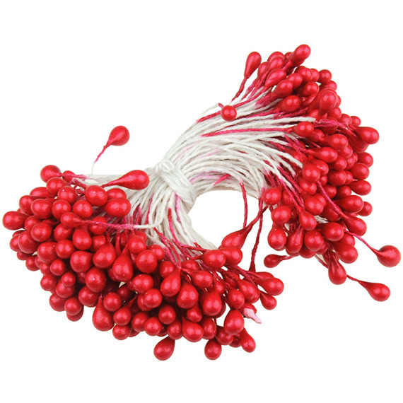 Pręciki perłowe czerwone - 160szt