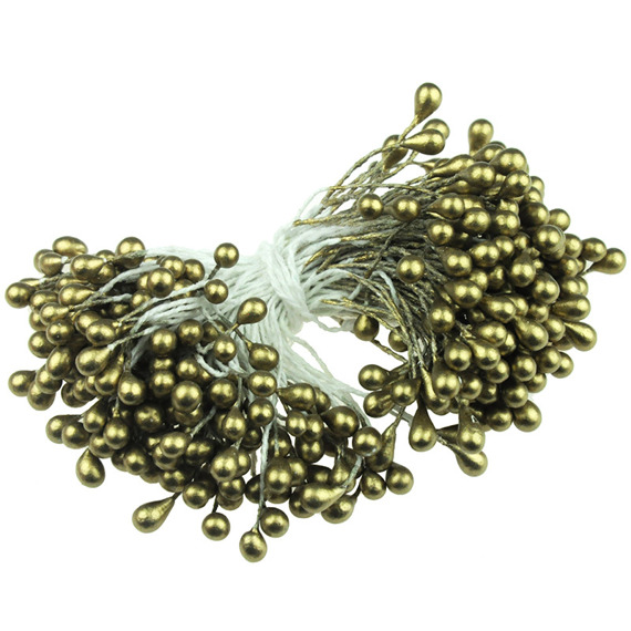 Pręciki perłowe złote - 160szt