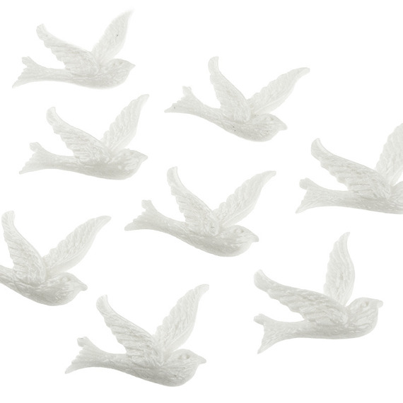 Ptaszki dekoracyjne akrylowe ecru - 10szt