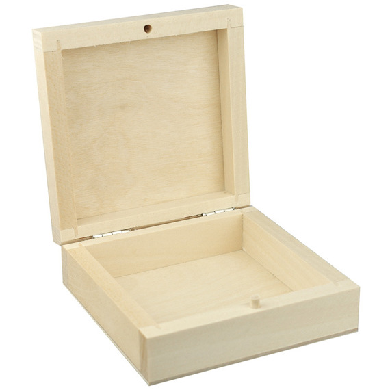 Pudełko drewniane kasetka kwadratowa 10 x 10 cm