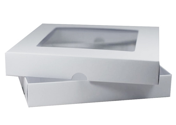 Pudełko na kartkę z okienkiem kwadratowe białe 15x15x2,5 - Rzeczy z papieru