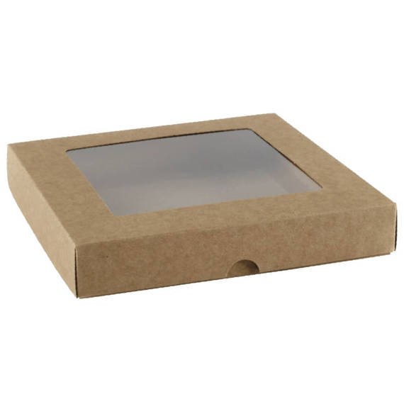 Pudełko na kartkę z okienkiem kwadratowe kraft - Rzeczy z papieru