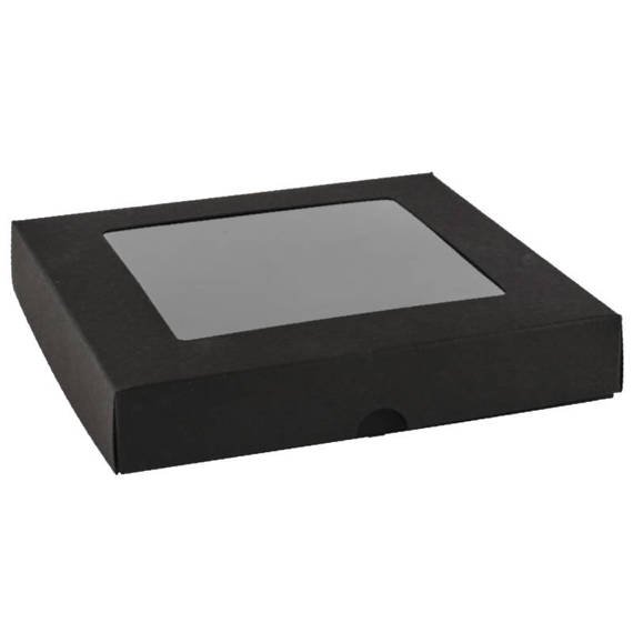 Pudełko z okienkiem kwadratowe czarne - Rzeczy z papieru
