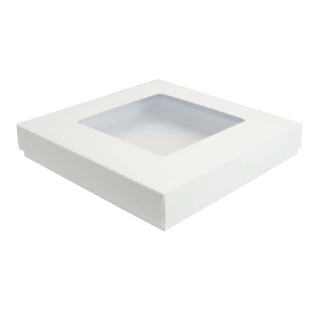 Pudełko z okienkiem na kartkę białe kwadratowe - Goatbox