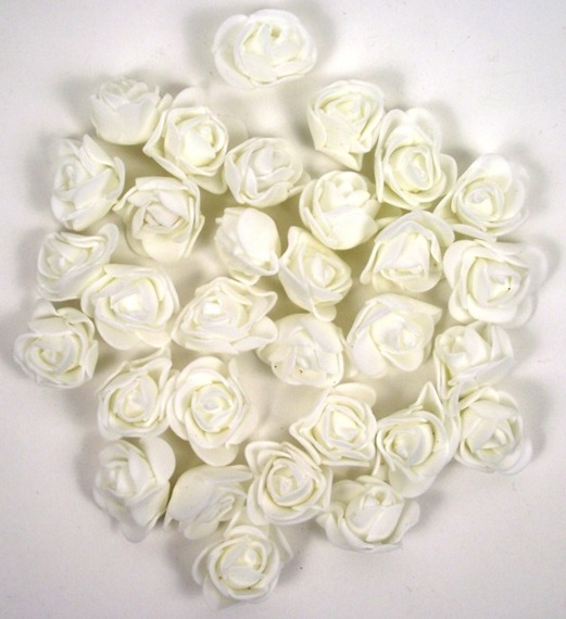 Róże piankowe 3cm białe - 5szt