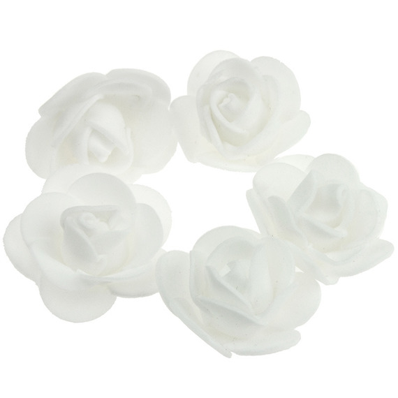 Róże piankowe 3cm białe - 5szt