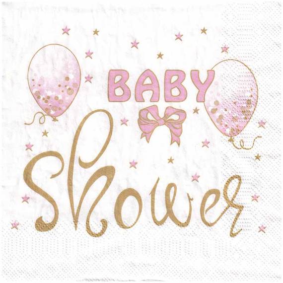 Serwetka 33x33cm - Baby shower pink