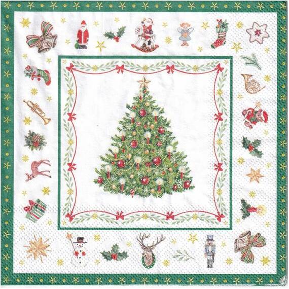 Serwetka 33x33cm - Christmas Evergreen White Boże Narodzenie