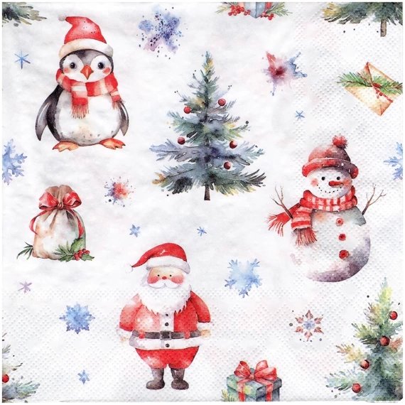 Serwetka 33x33cm - Christmas trio white Boże Narodzenie elementy