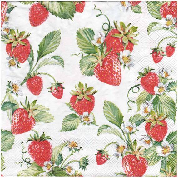 Serwetka 33x33cm - Garden strawberries truskawki