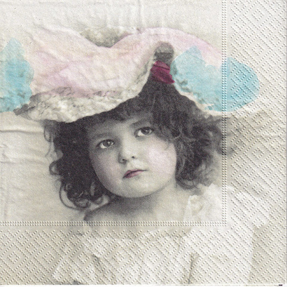 Serwetka 33x33cm - Girl with Hat