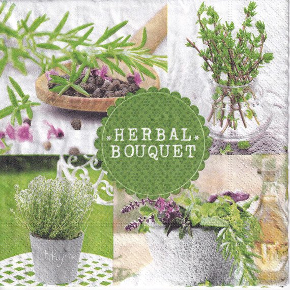 Serwetka 33x33cm - Herbal bouquet zioła