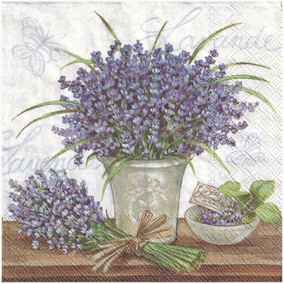 Serwetka 33x33cm - Lavender Scene cream lawenda