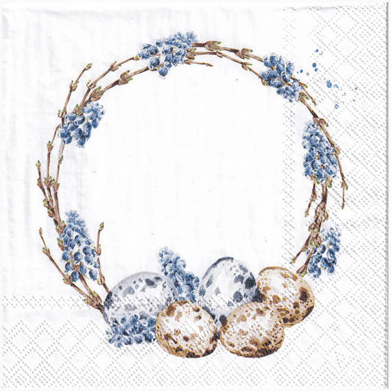 Serwetka 33x33cm - Muscari Wreath wianek Wielkanocny