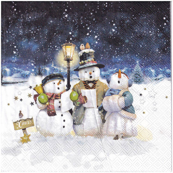 Serwetka 33x33cm - Singing Snowmen śpiewające bałwanki