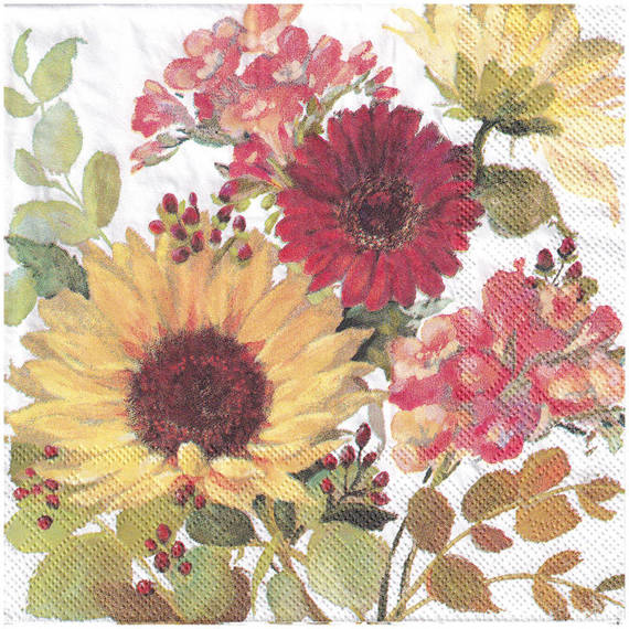 Serwetka 33x33cm -  Sunny Flowers kwiaty słonecznik