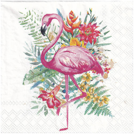 Serwetka 33x33cm -  Tropical Flamingo flaming