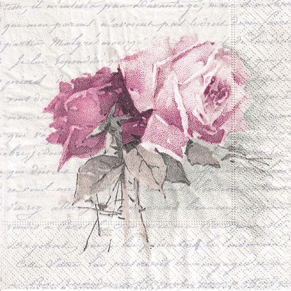 Serwetka 33x33cm - Vintage Rose Poem